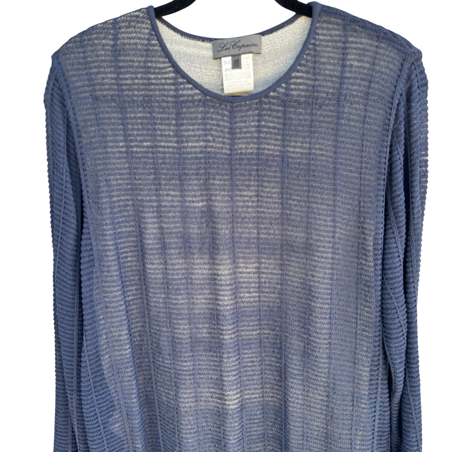 Les Copains Womens Sheer Navy Long-Sleeve Italian Knit Two Layer Shirt Top 46