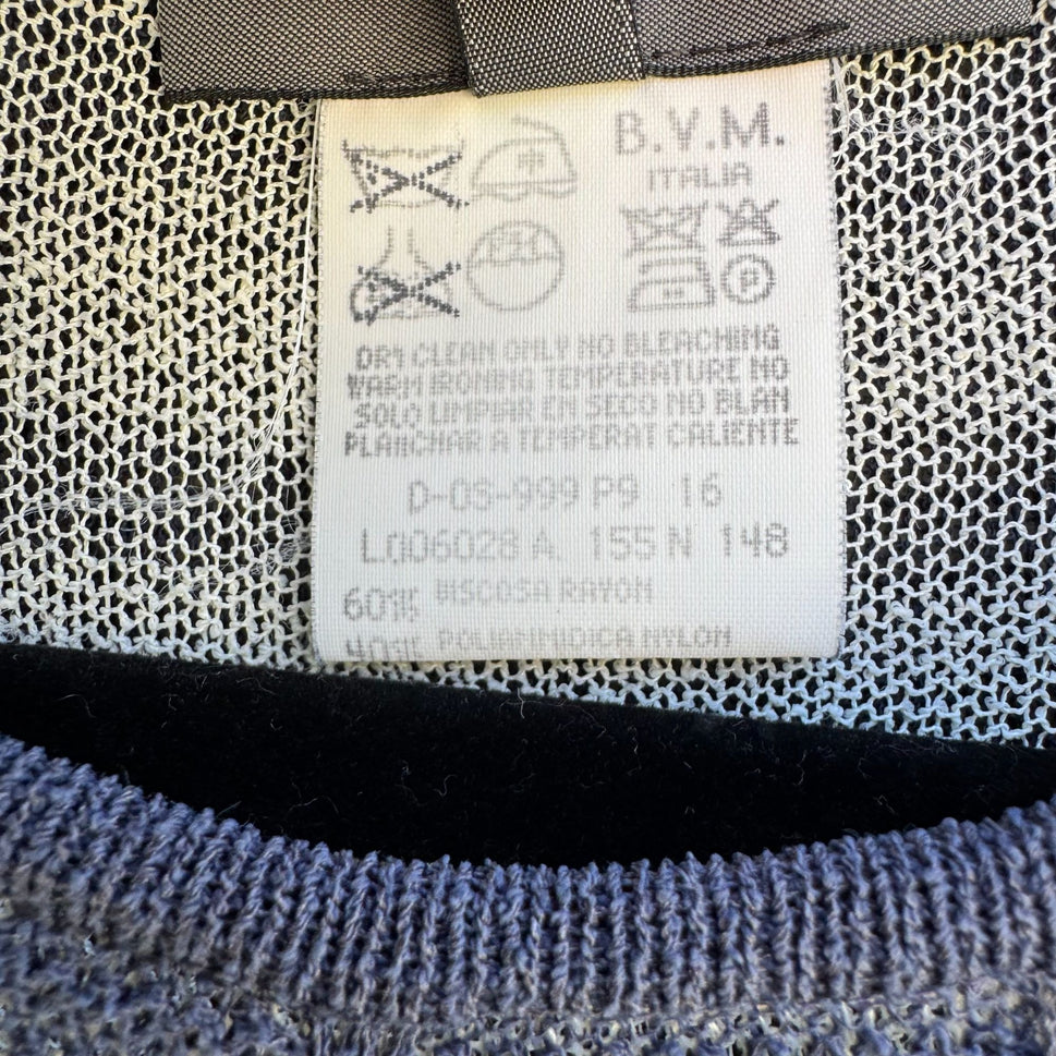 Les Copains Womens Sheer Navy Long-Sleeve Italian Knit Two Layer Shirt Top 46