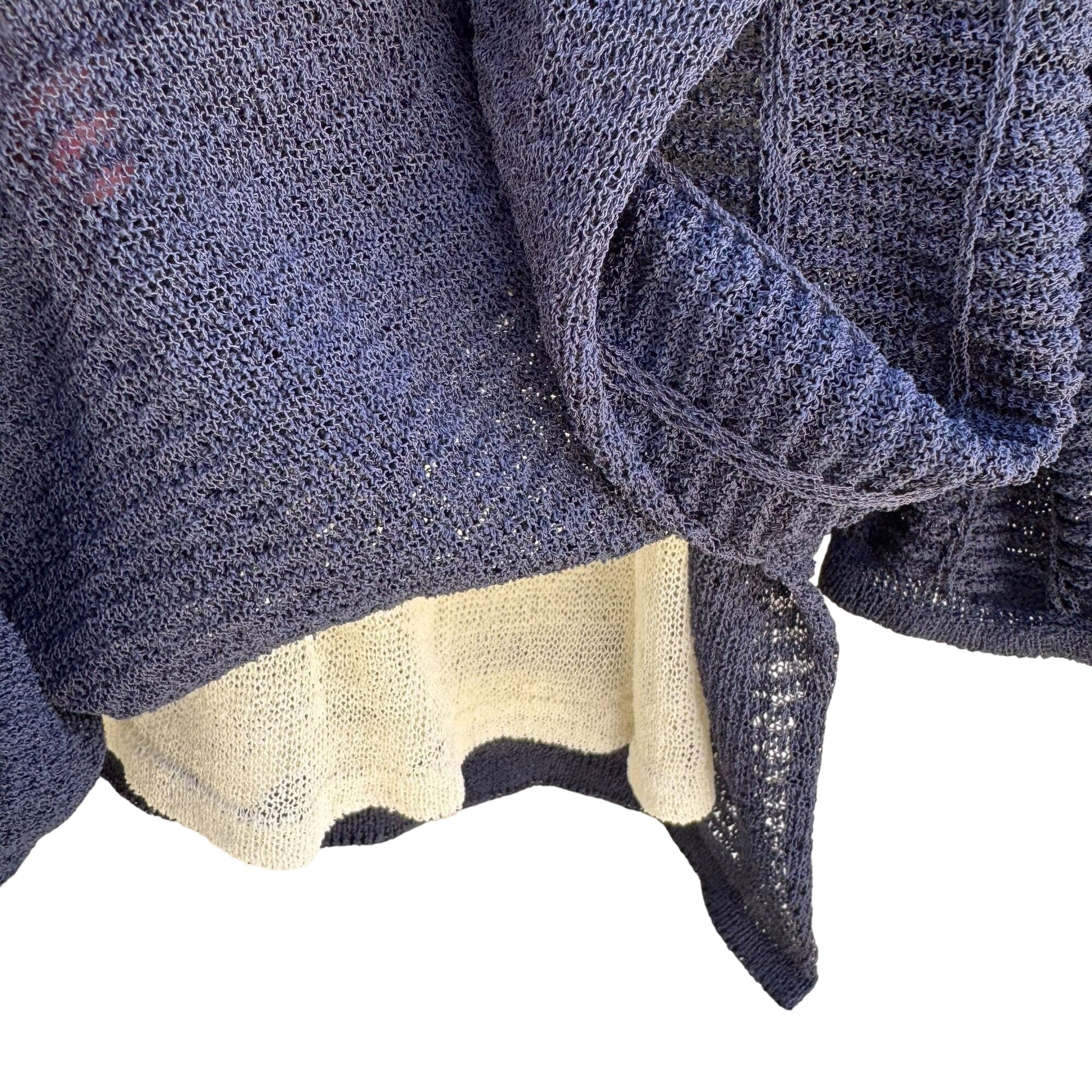 Les Copains Womens Sheer Navy Long-Sleeve Italian Knit Two Layer Shirt Top 46