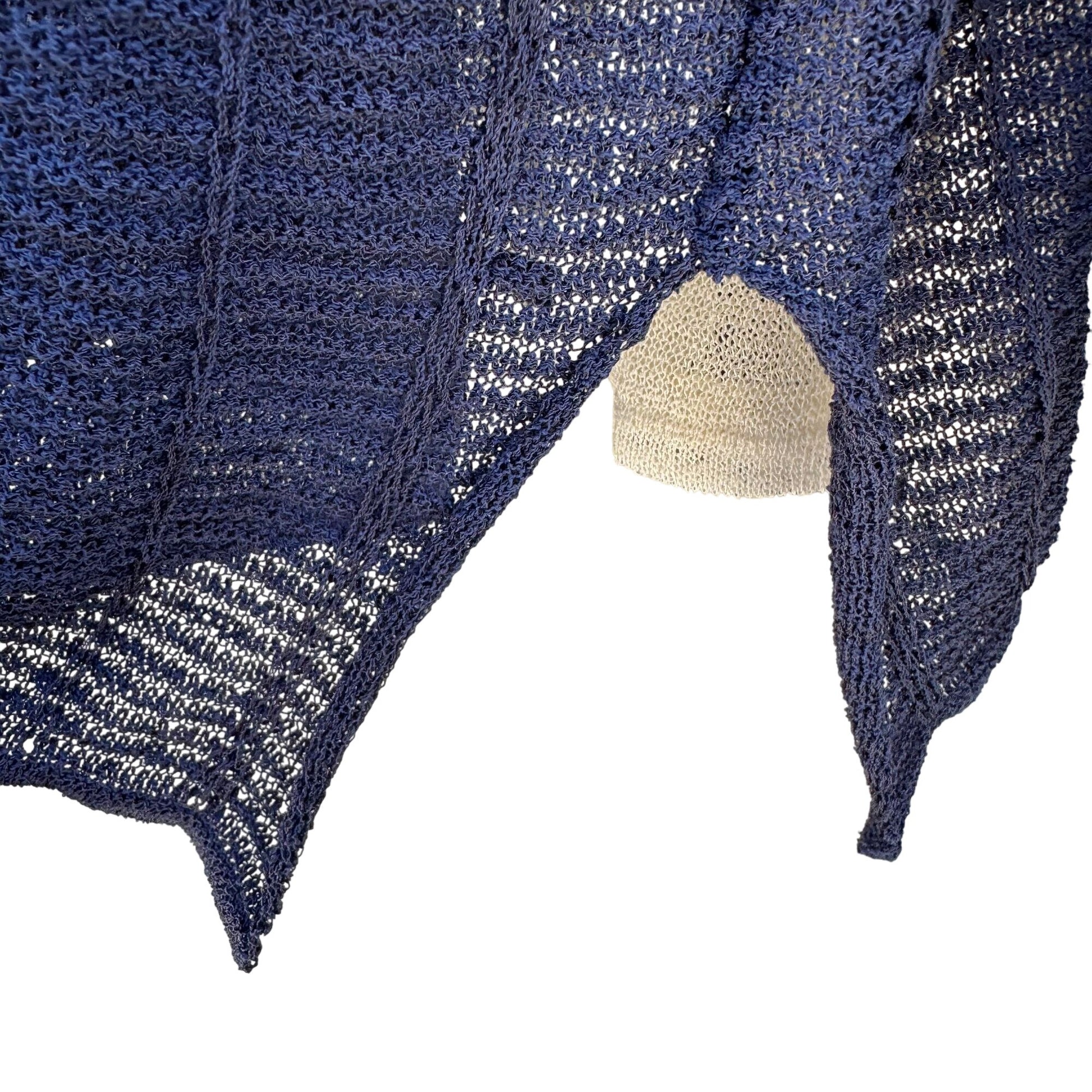 Les Copains Womens Sheer Navy Long-Sleeve Italian Knit Two Layer Shirt Top 46