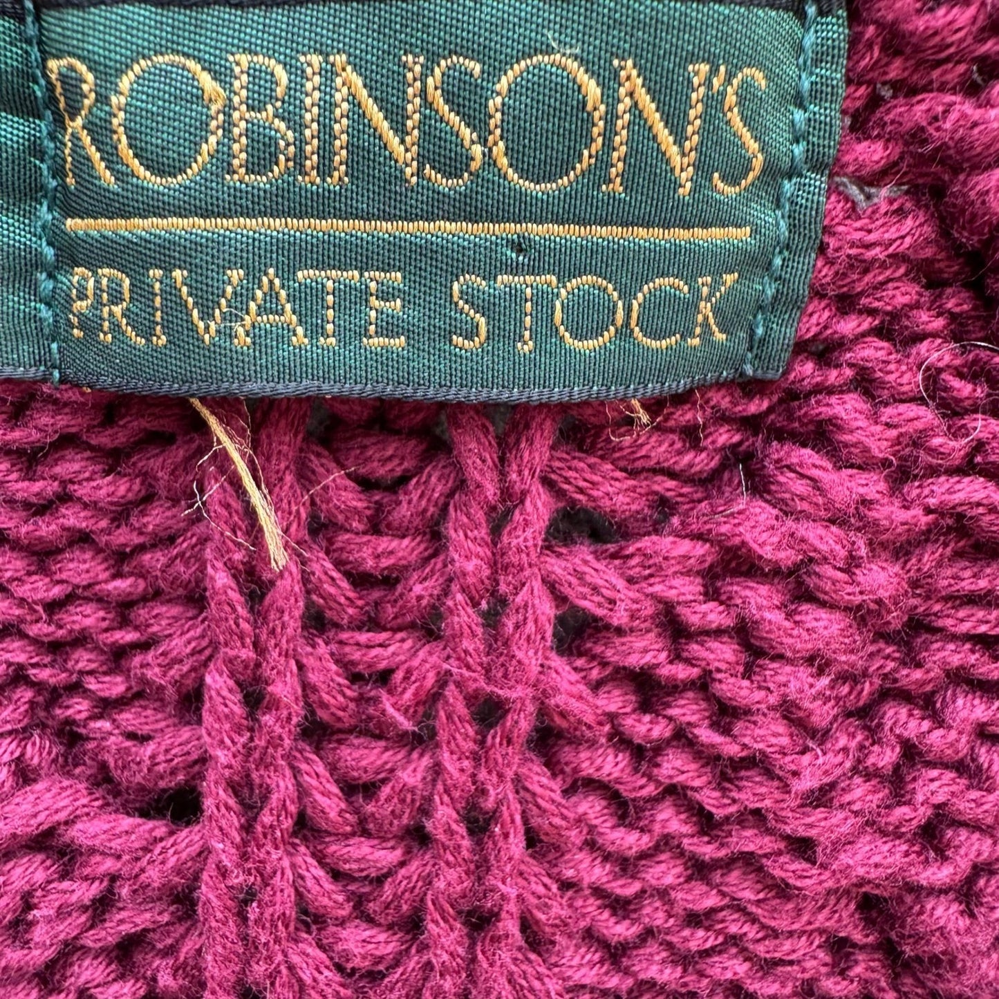 Robinsons Private Stock Vintage Burgundy Cable Knit Cardigan Sweater Womens M