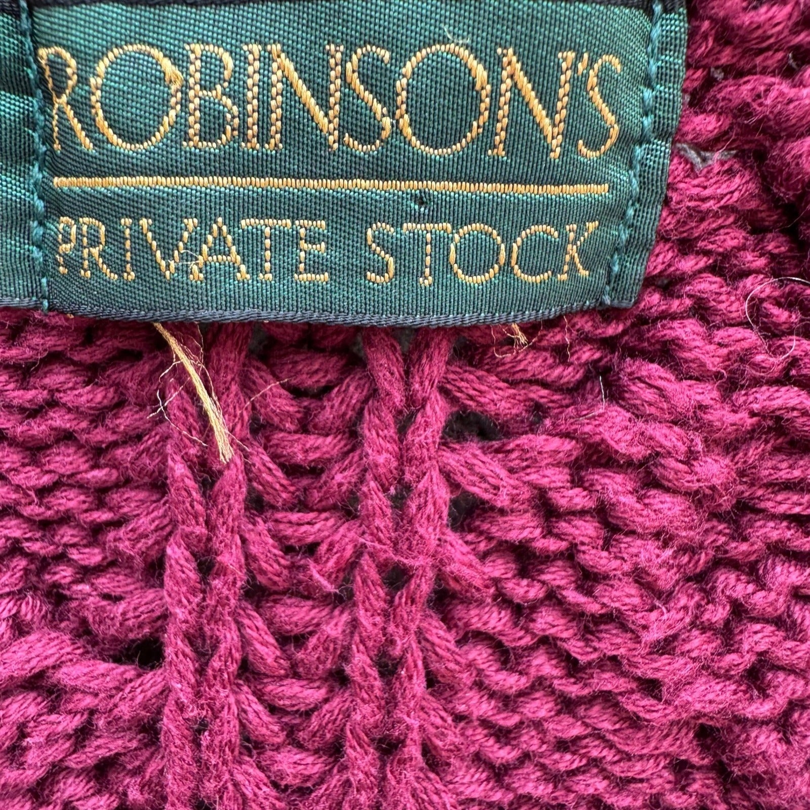 Robinsons Private Stock Vintage Burgundy Cable Knit Cardigan Sweater Womens M