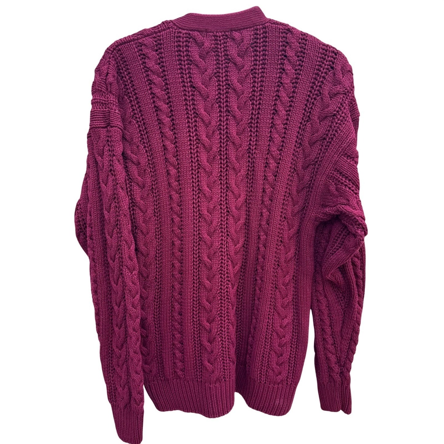 Robinsons Private Stock Vintage Burgundy Cable Knit Cardigan Sweater Womens M