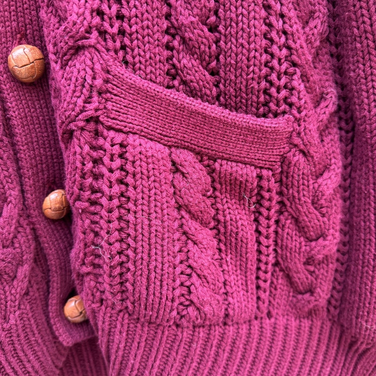 Robinsons Private Stock Vintage Burgundy Cable Knit Cardigan Sweater Womens M