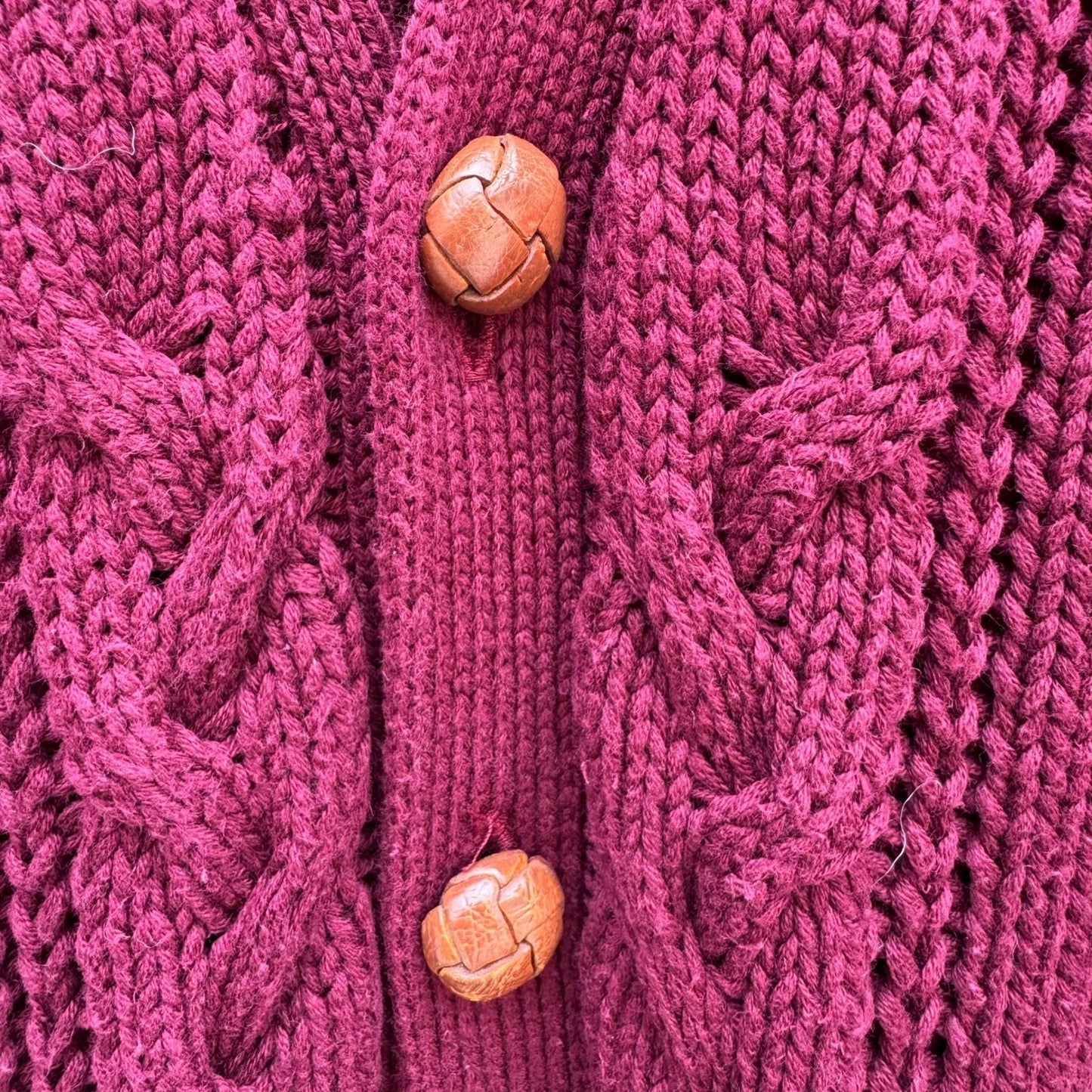 Robinsons Private Stock Vintage Burgundy Cable Knit Cardigan Sweater Womens M