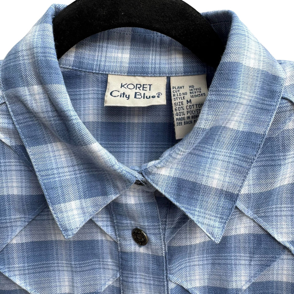Koret City Blues Vintage 80s Womens Plaid Long Sleeve Button Down Flannel Shirt M