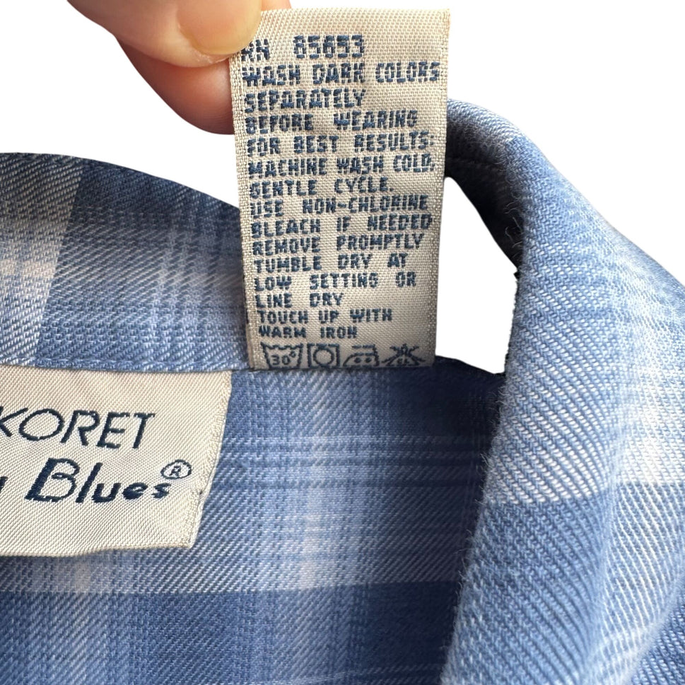 Koret City Blues Vintage 80s Womens Plaid Long Sleeve Button Down Flannel Shirt M
