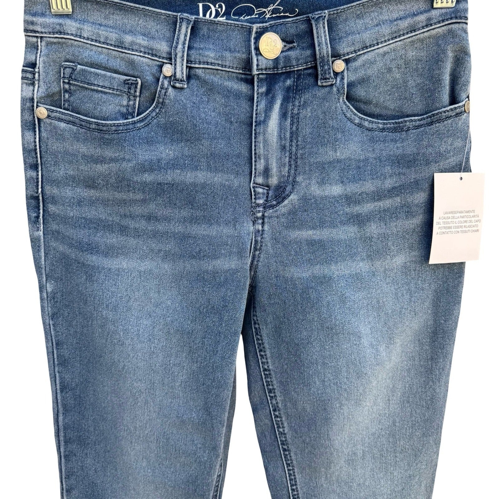 Diane Gilman D2 Blue Denim Cropped Capri Jeans Womens 2P Light Wash Stretch New