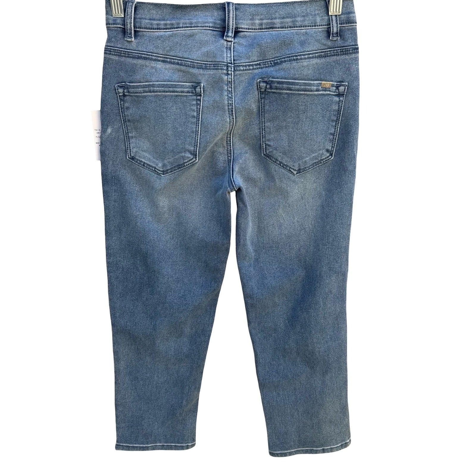 Diane Gilman D2 Blue Denim Cropped Capri Jeans Womens 2P Light Wash Stretch New