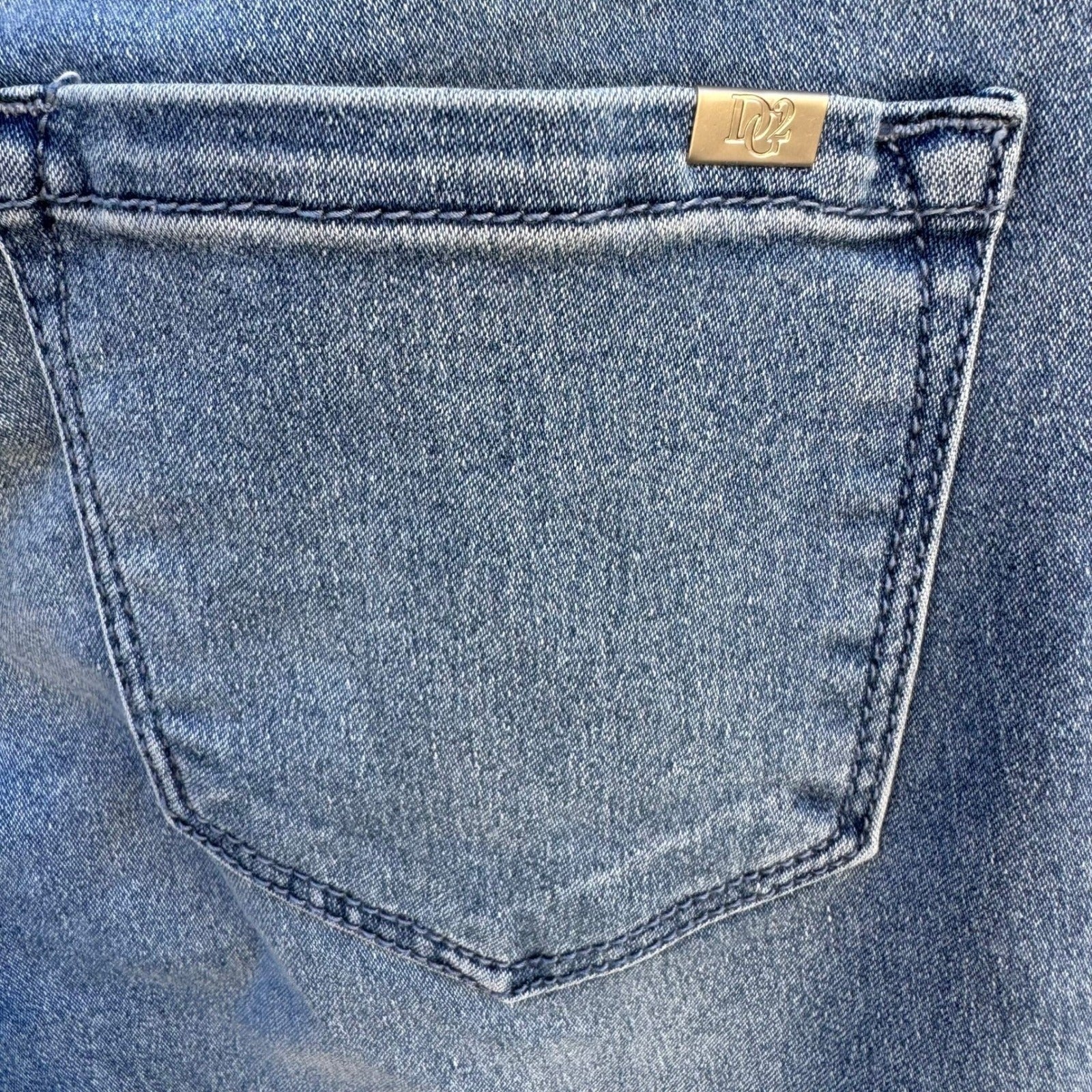 Diane Gilman D2 Blue Denim Cropped Capri Jeans Womens 2P Light Wash Stretch New