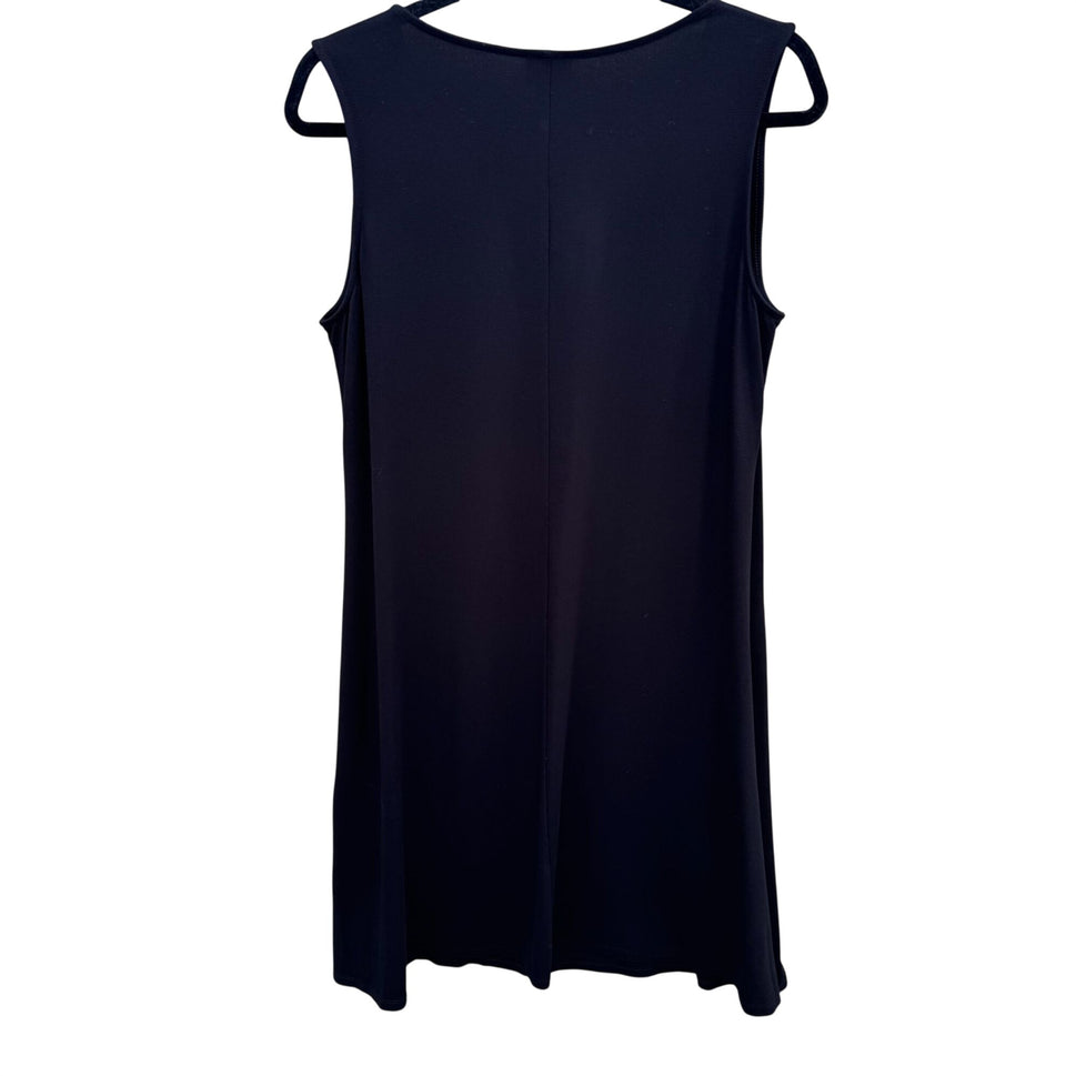 Chicos Womens Black Sleeveless Lace-Up Front Shift Dress Relaxed Fit M Casual