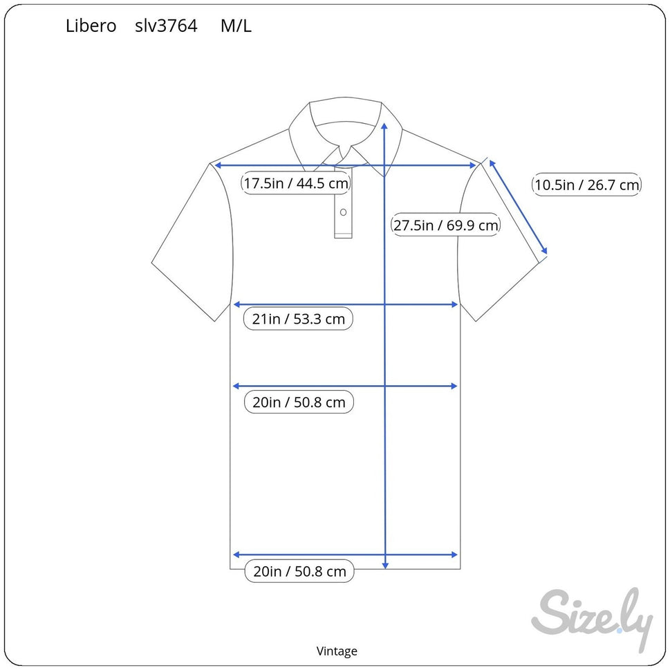 Libero Mens Short Sleeve Polo Shirt Gray Grid Pattern Chest Pocket Size Large