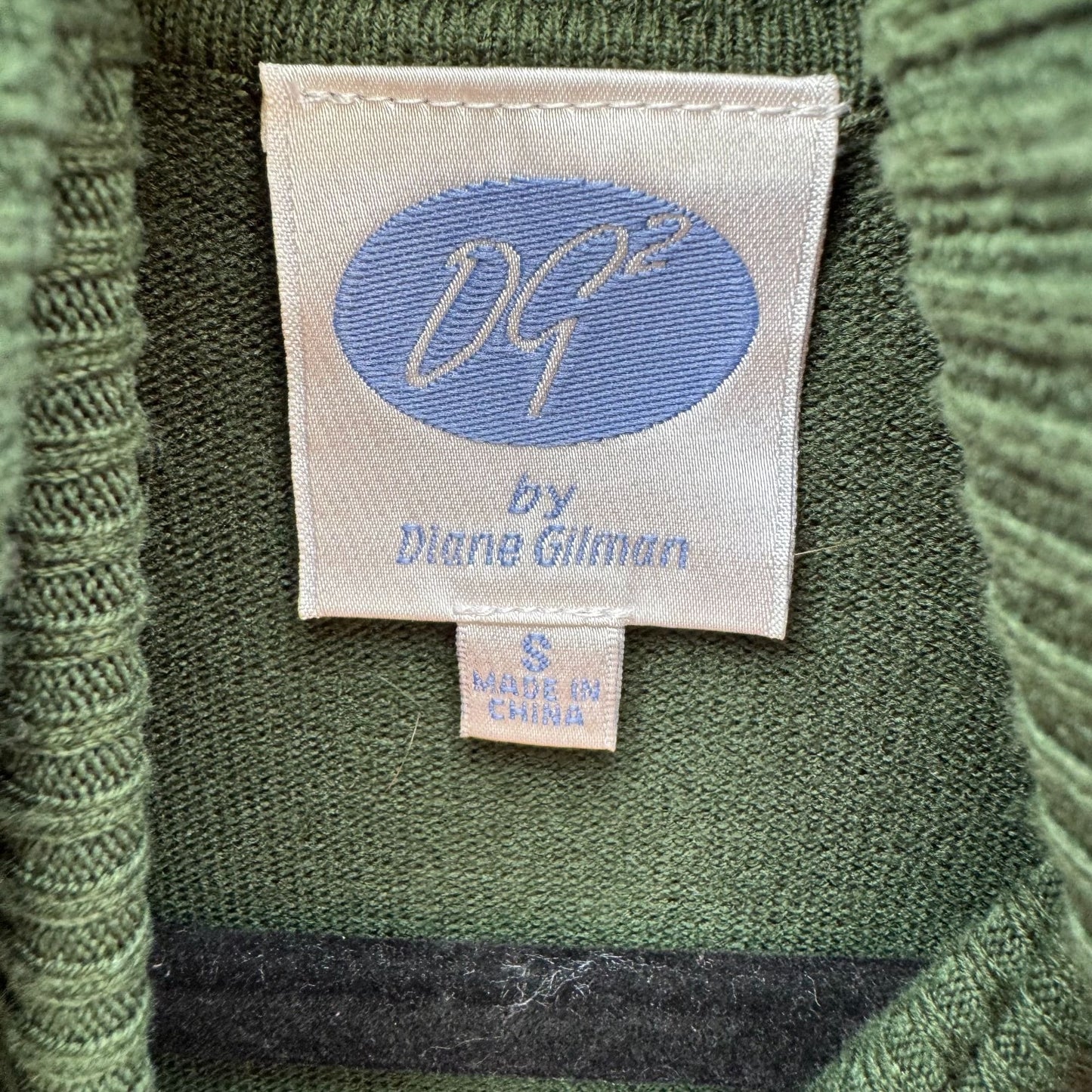 Diane Gilman Green DG2 Long Sleeve Knit Cowl Neck Sweater Button Sleeve Epaulets