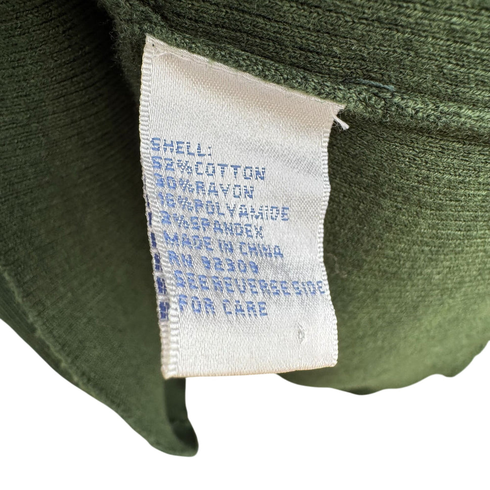 Diane Gilman Green DG2 Long Sleeve Knit Cowl Neck Sweater Button Sleeve Epaulets