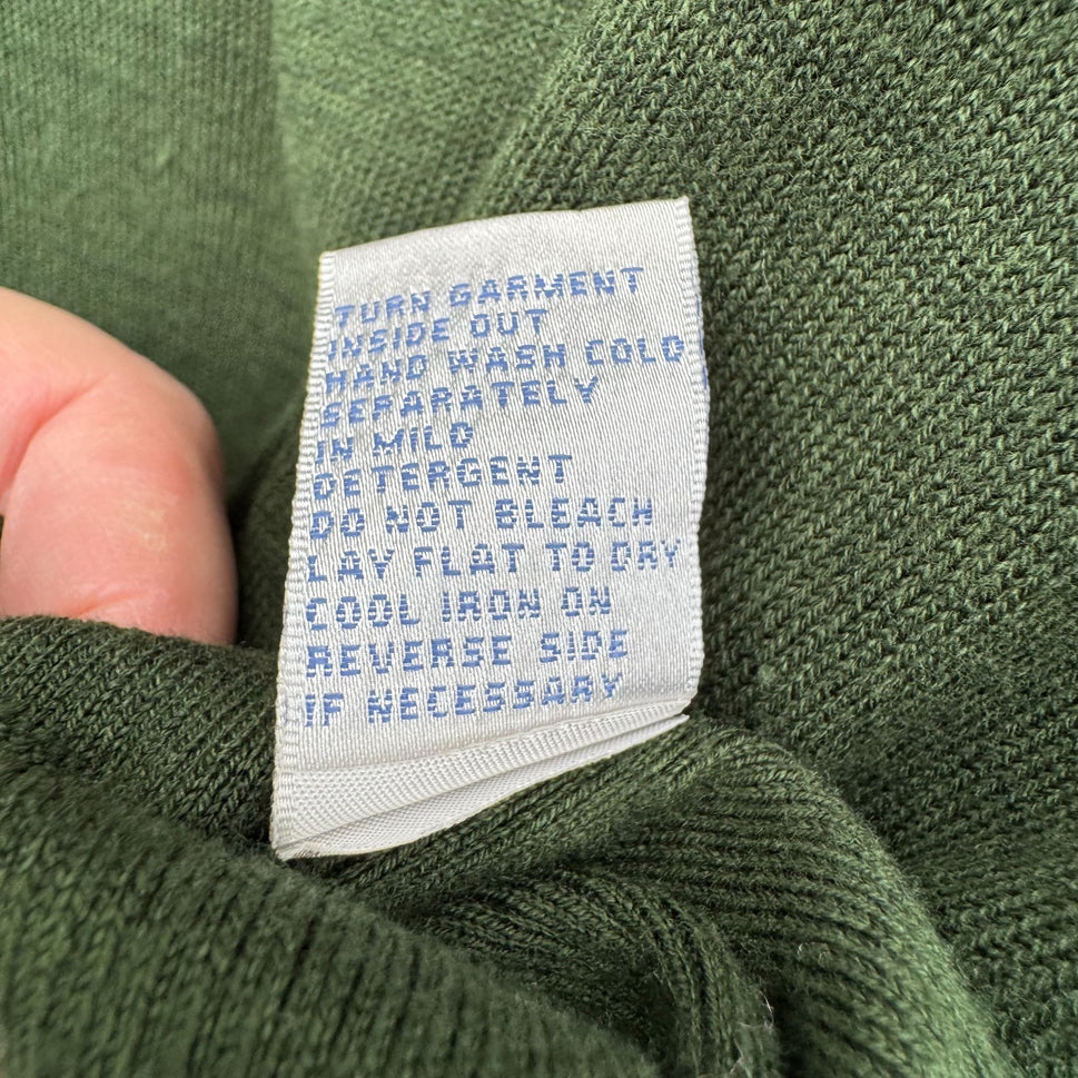 Diane Gilman Green DG2 Long Sleeve Knit Cowl Neck Sweater Button Sleeve Epaulets