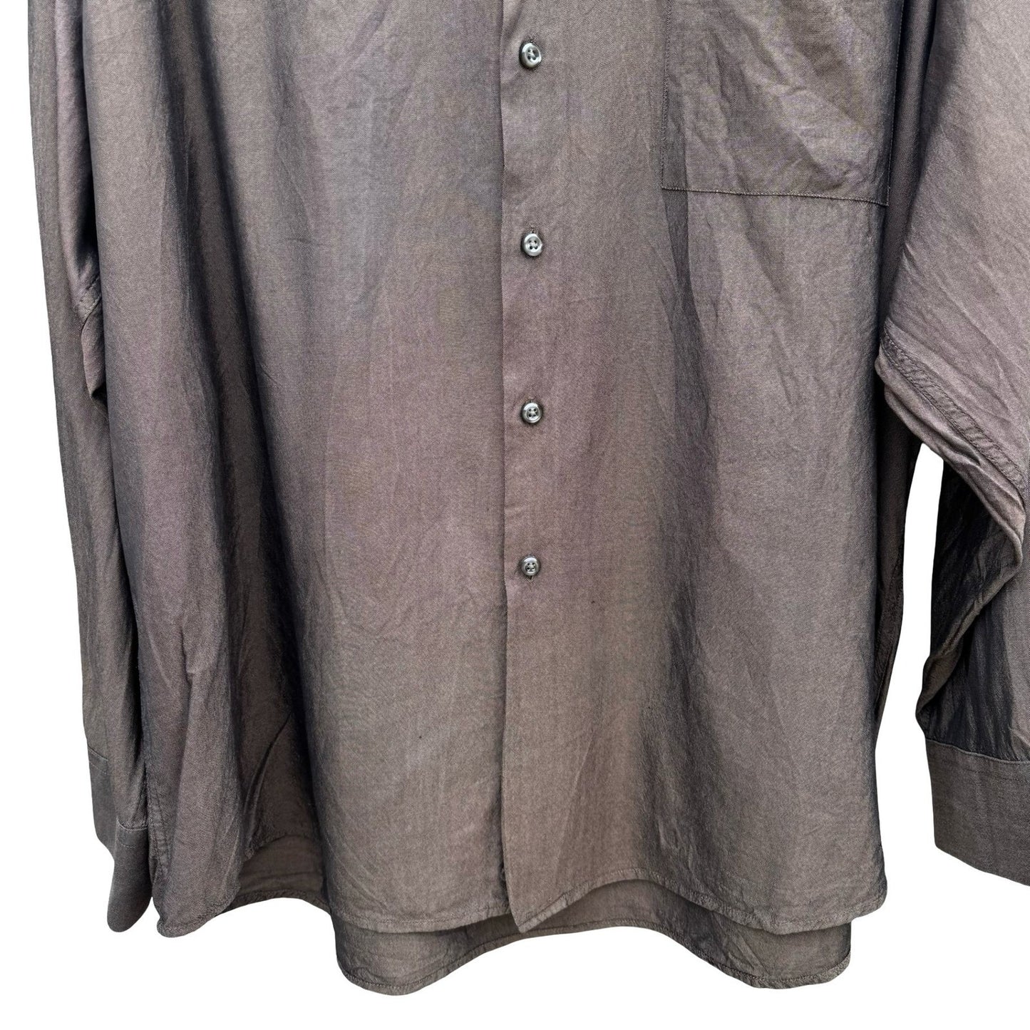Alfani Mens Brown Silk Oxford Button Down Shirt XL 17.5 34-35 Luxury Minimalist