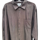 Switch Alfani Mens Brown Silk Oxford Button Down Shirt XL 17.5 34-35 Luxury Minimalist 3 image