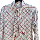 Switch Vintage 70s Bow Tie Neck Blouse Plaid Equestrian Horse Print Americana Retro USA 3 image
