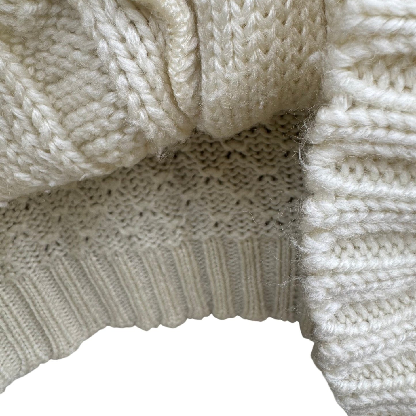 Sears Vintage Cable Knit Cardigan Sweater Cream White Button Down Womens Cottage