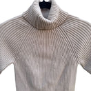Switch DG2 By Diane Gilman Ribbed Beige Short-Sleeve Knit Turtleneck Sweater Womens M 3 image