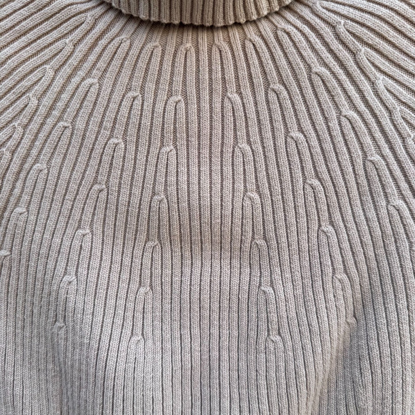 DG2 By Diane Gilman Ribbed Beige Short-Sleeve Knit Turtleneck Sweater Womens M