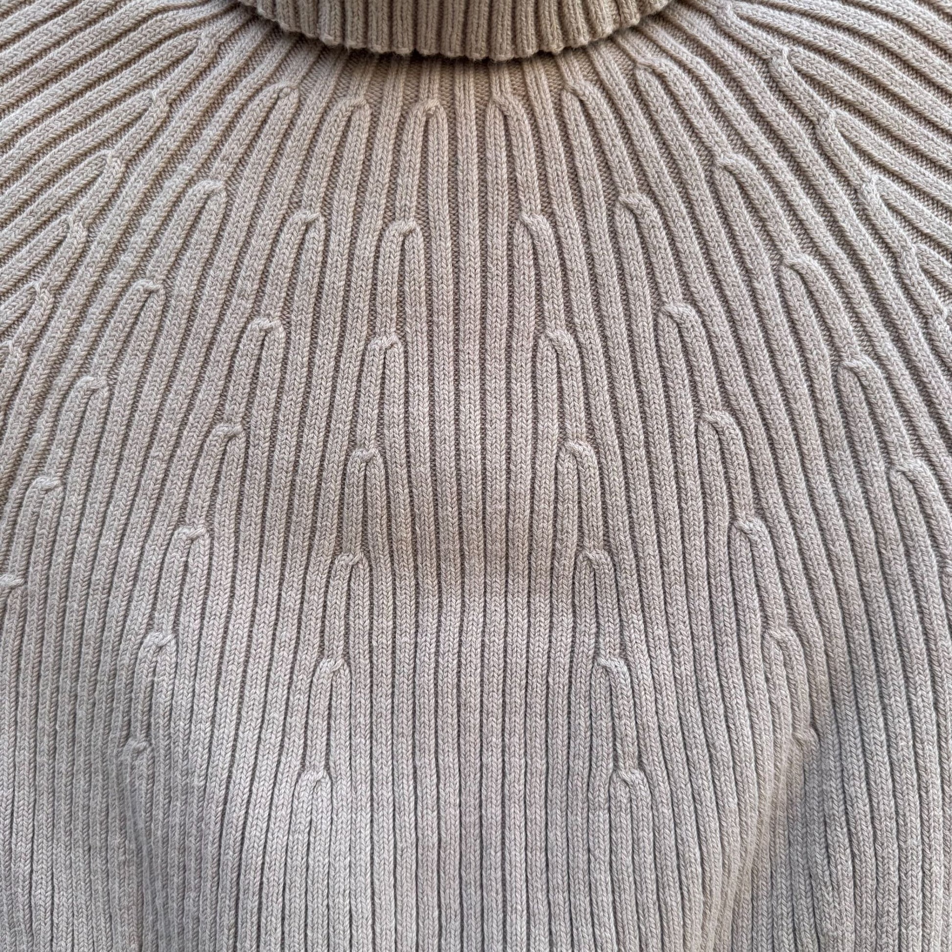 DG2 By Diane Gilman Ribbed Beige Short-Sleeve Knit Turtleneck Sweater Womens M