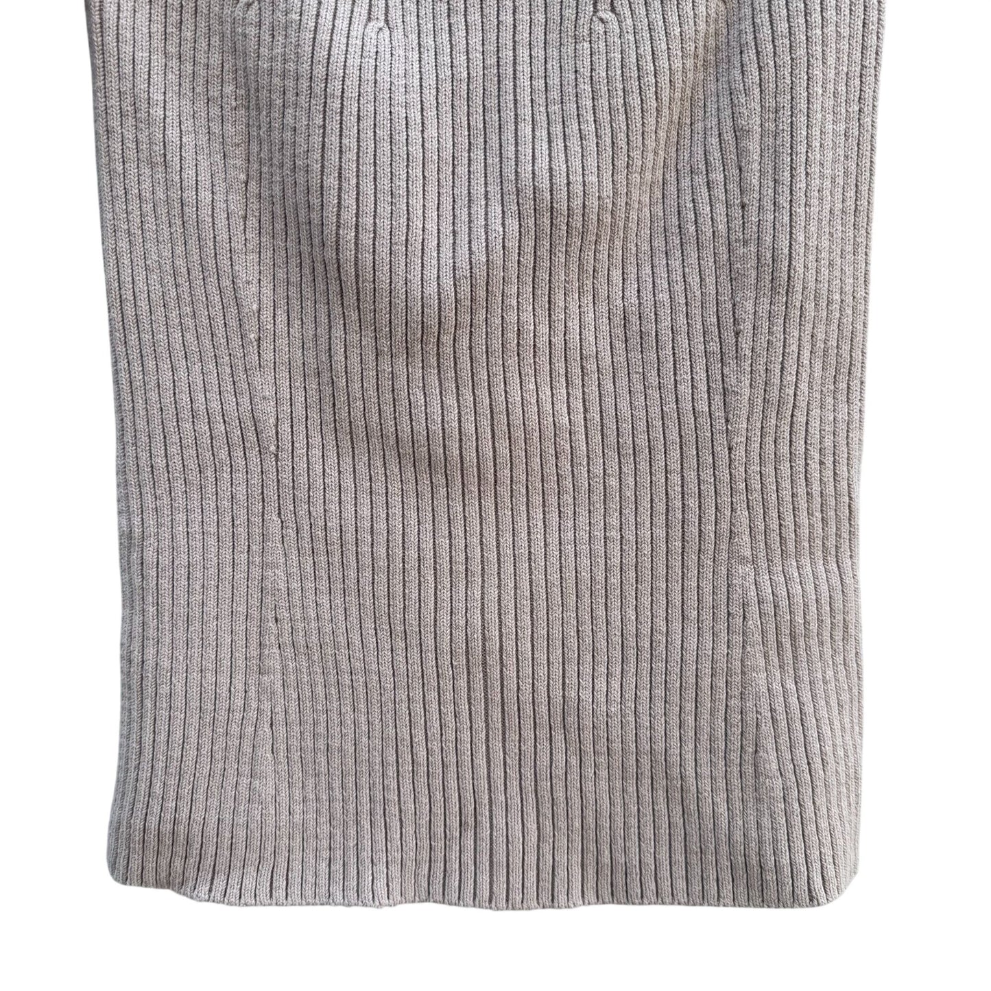 DG2 By Diane Gilman Ribbed Beige Short-Sleeve Knit Turtleneck Sweater Womens M