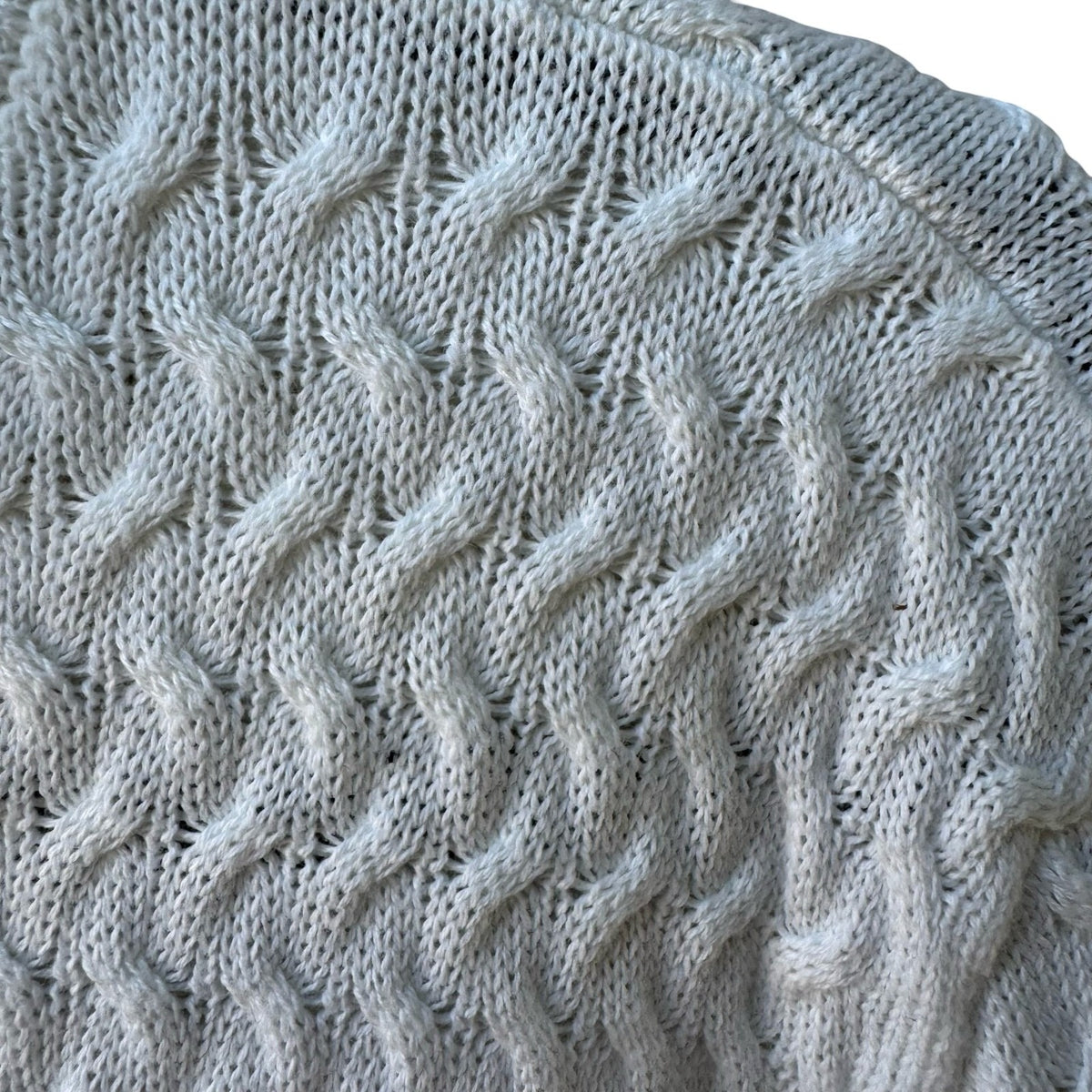 Lands End Coastal Preppy Textured Wavy Cable Turtleneck Sweater Ivory L NWOT