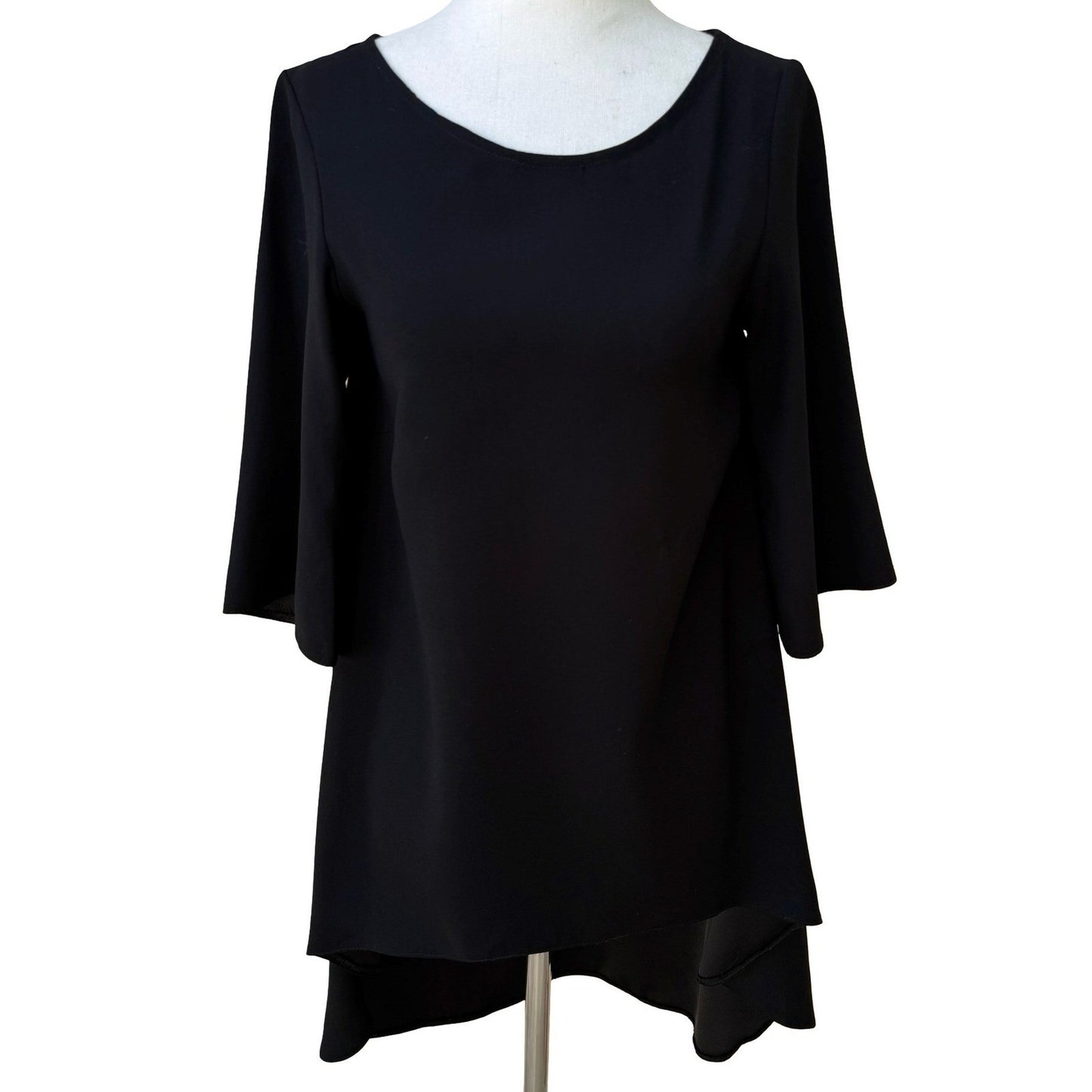 Closet London Minimalist Flowy High-Low Shift Mini Little Black Dress LBD Modest