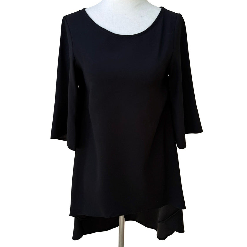 Closet London Minimalist Flowy High-Low Shift Mini Little Black Dress LBD Modest