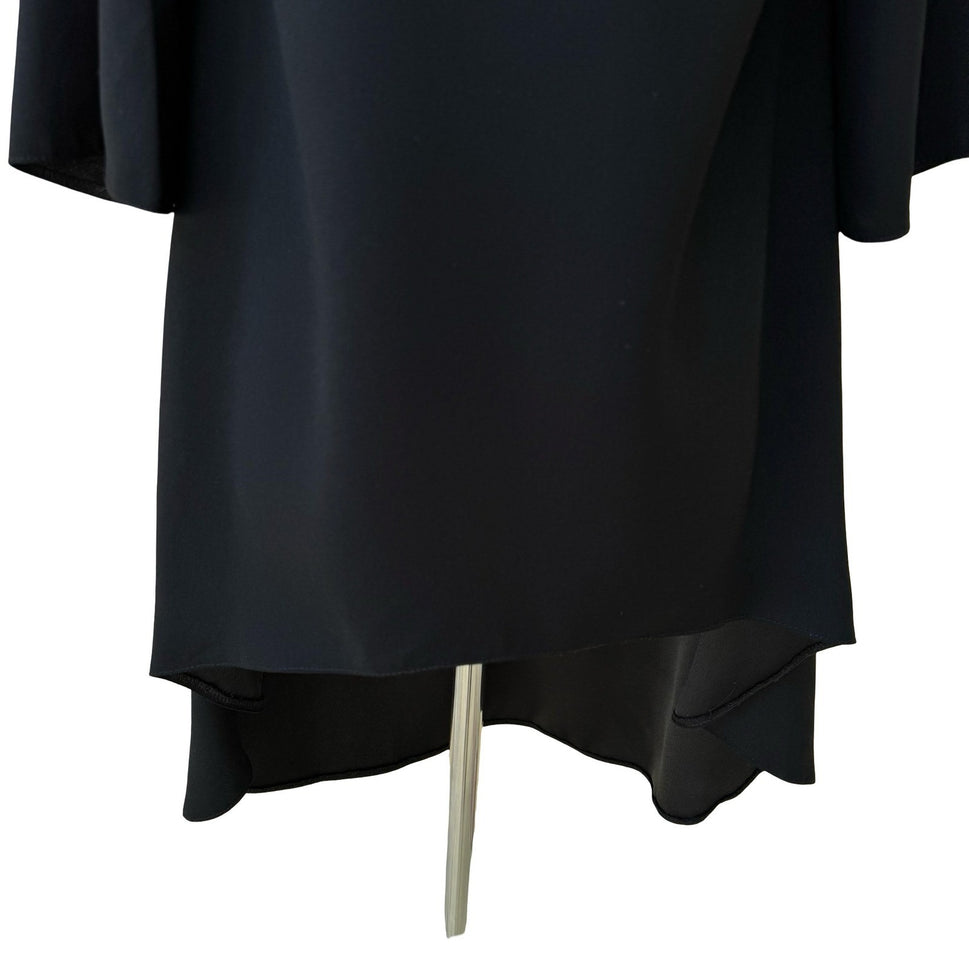 Closet London Minimalist Flowy High-Low Shift Mini Little Black Dress LBD Modest