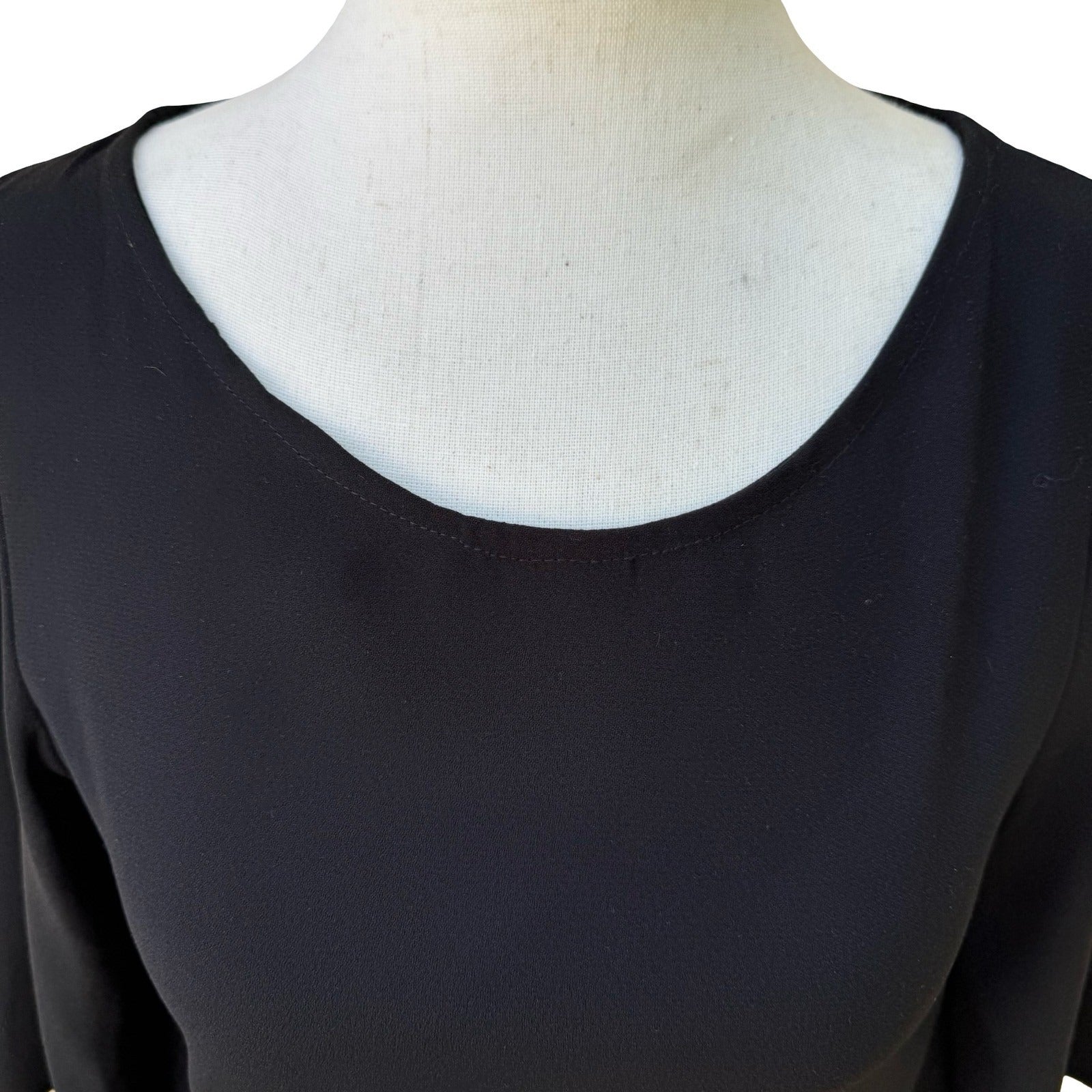 Closet London Minimalist Flowy High-Low Shift Mini Little Black Dress LBD Modest