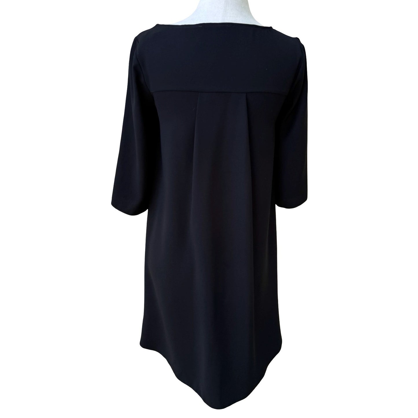 Closet London Minimalist Flowy High-Low Shift Mini Little Black Dress LBD Modest