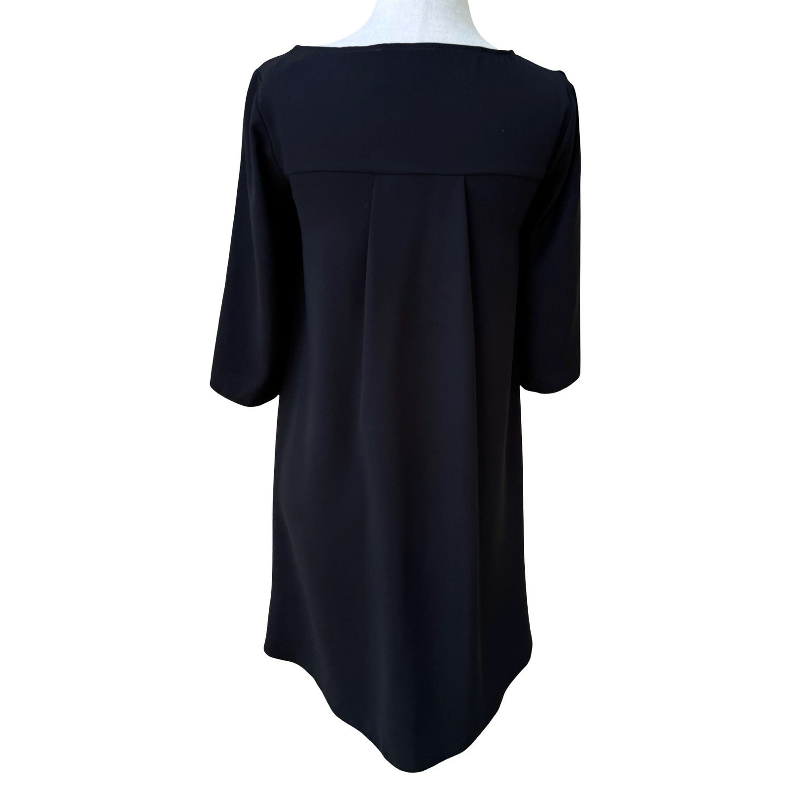 Closet London Minimalist Flowy High-Low Shift Mini Little Black Dress LBD Modest
