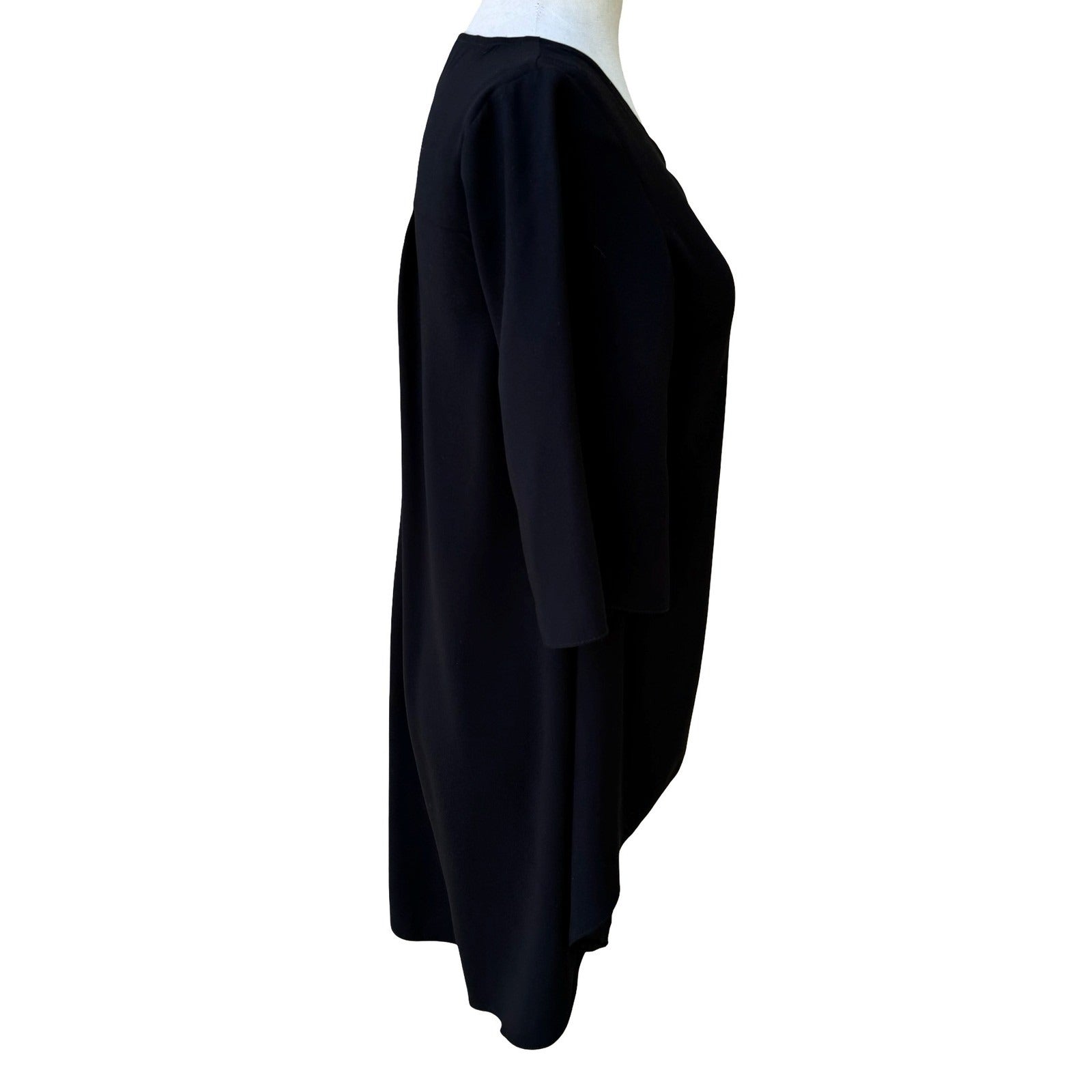 Closet London Minimalist Flowy High-Low Shift Mini Little Black Dress LBD Modest