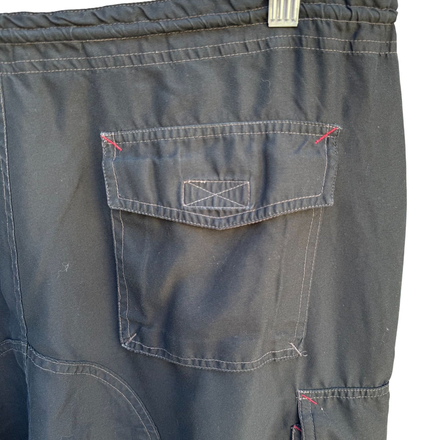 Gap Vintage Mens Black Cargo Baggy Paratrooper Drawstring Waist Parachute Pants