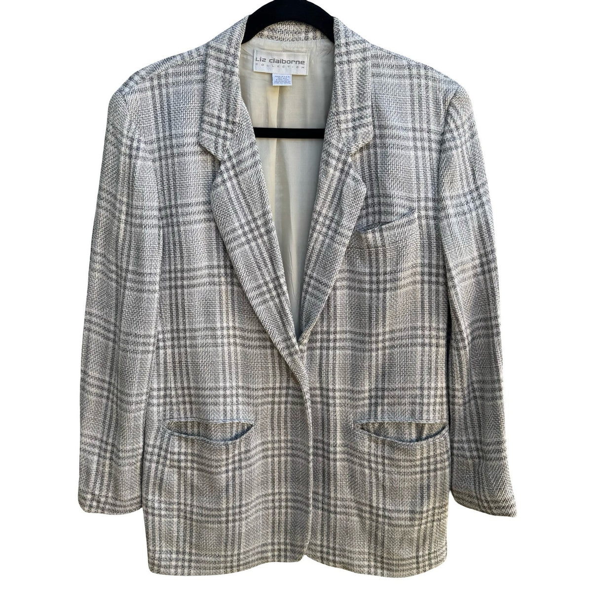 Liz Claiborne Vintage 90s Preppy Professional Tailored Oversized Plaid Blazer 4