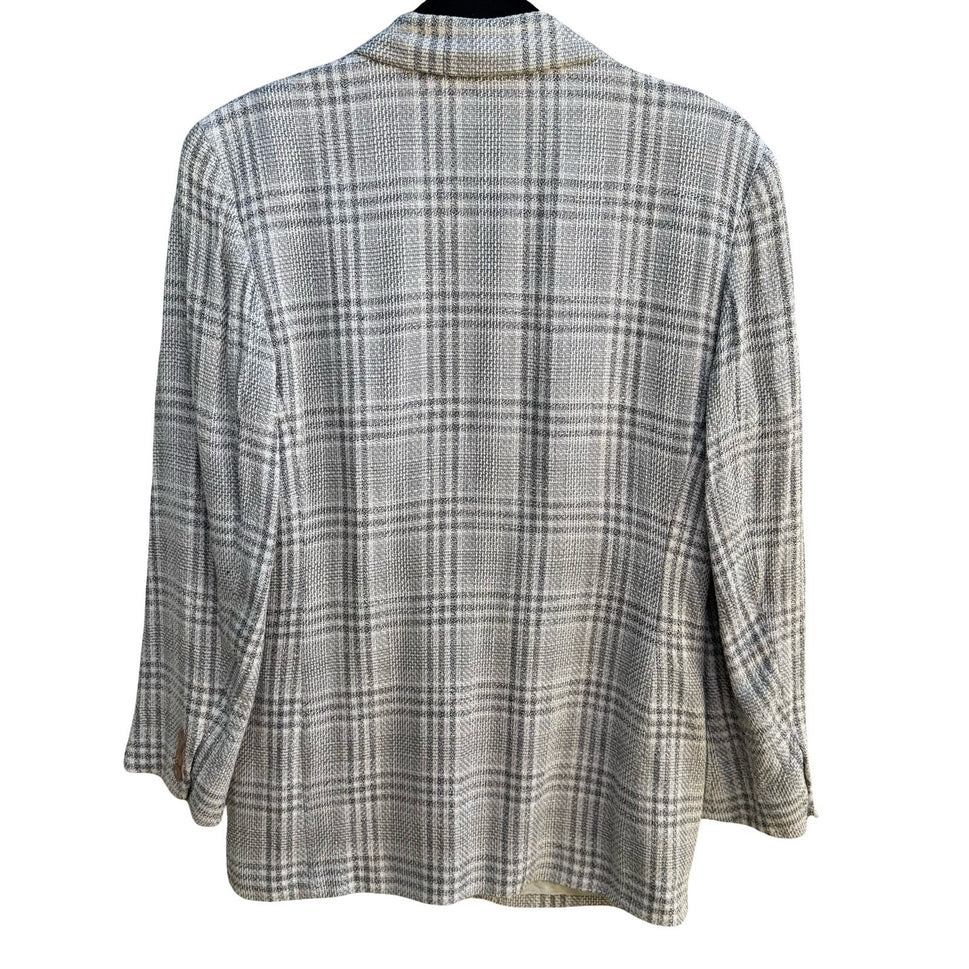 Liz Claiborne Vintage 90s Preppy Professional Tailored Oversized Plaid Blazer 4