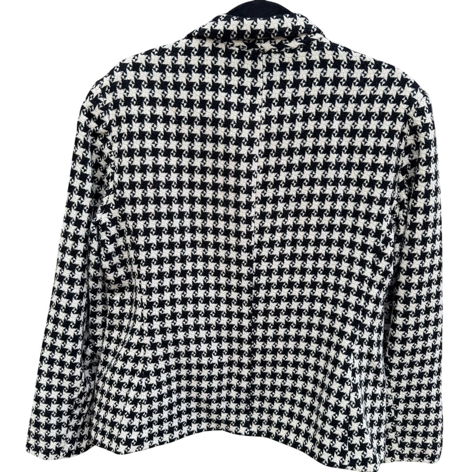 Vintage Houndstooth Womens Wool Blazer Single Breasted Pockets Old Money Preppy