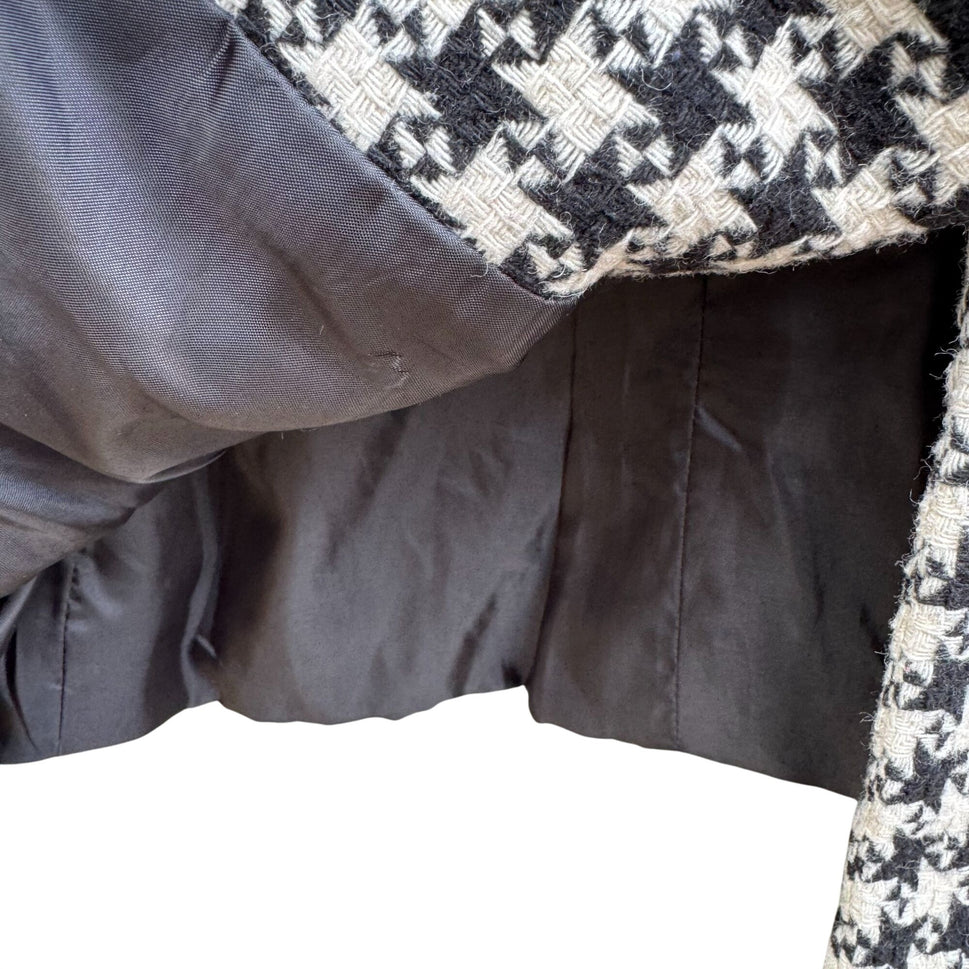 Vintage Houndstooth Womens Wool Blazer Single Breasted Pockets Old Money Preppy