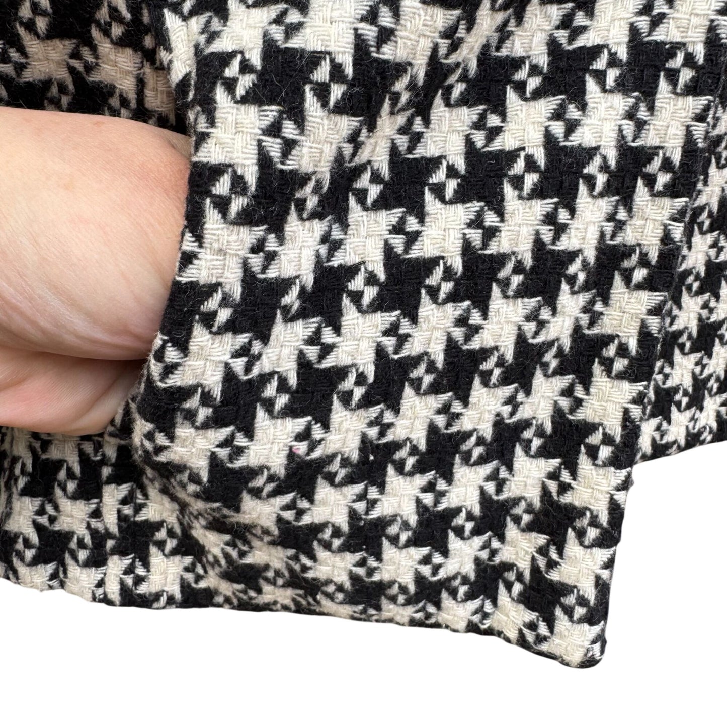 Vintage Houndstooth Womens Wool Blazer Single Breasted Pockets Old Money Preppy