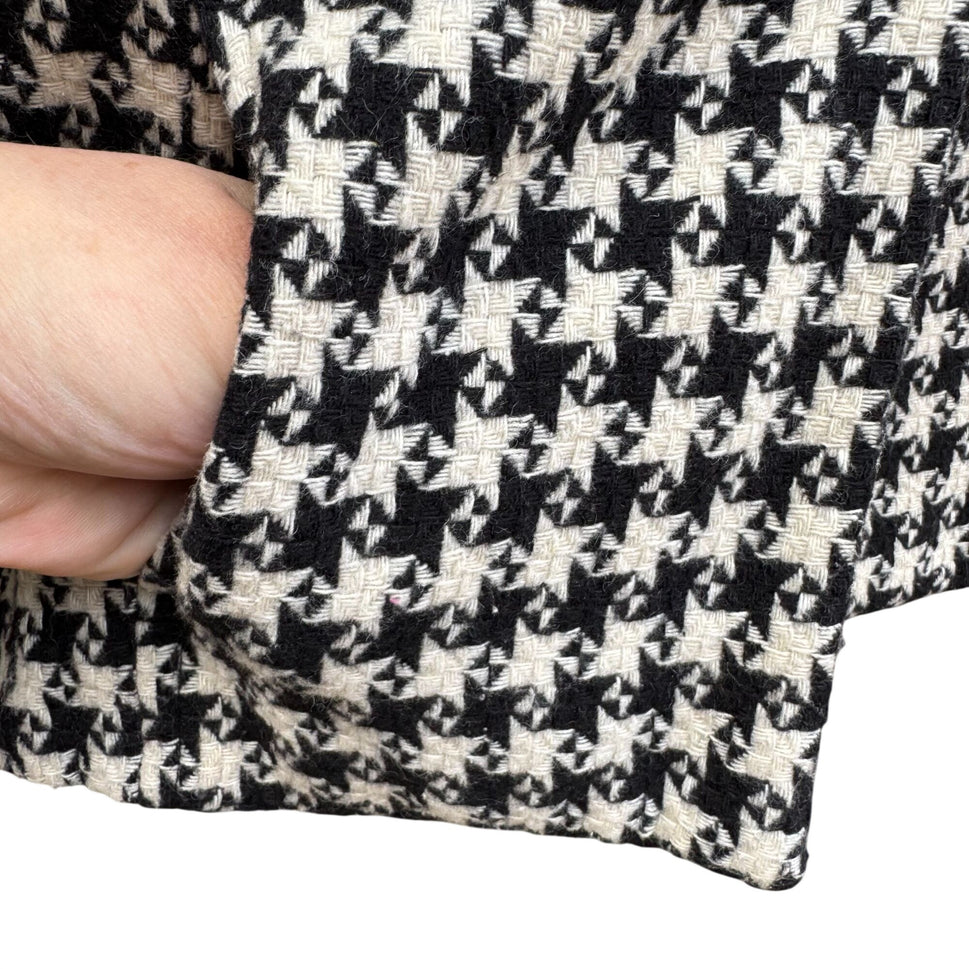 Vintage Houndstooth Womens Wool Blazer Single Breasted Pockets Old Money Preppy
