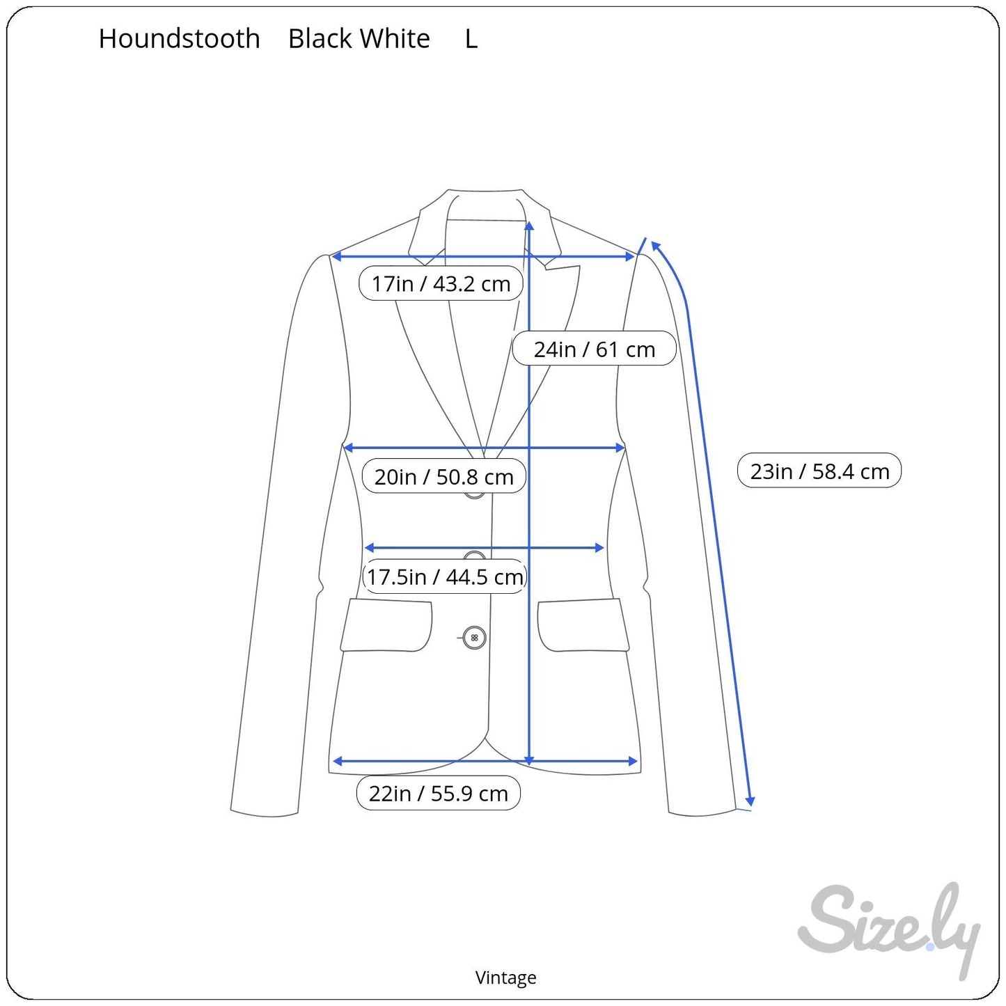Vintage Houndstooth Womens Wool Blazer Single Breasted Pockets Old Money Preppy