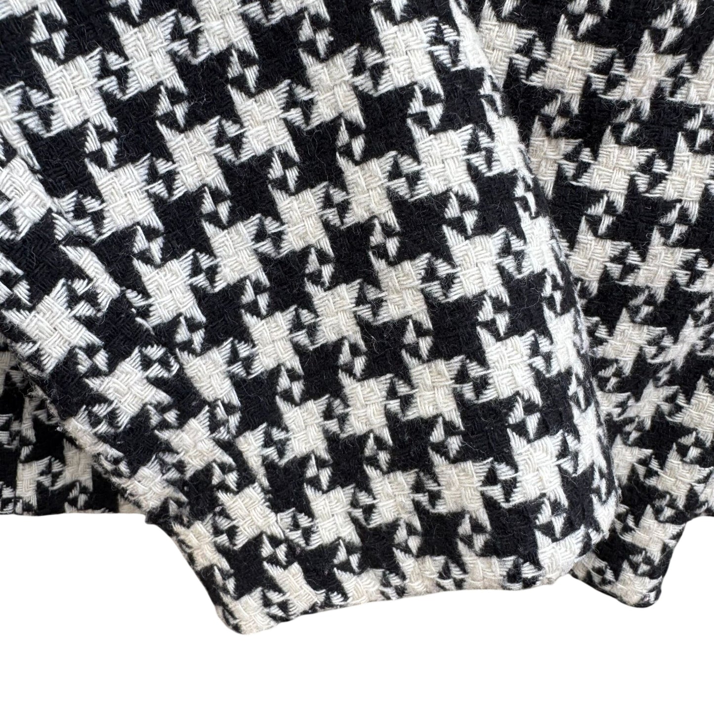 Vintage Houndstooth Womens Wool Blazer Single Breasted Pockets Old Money Preppy