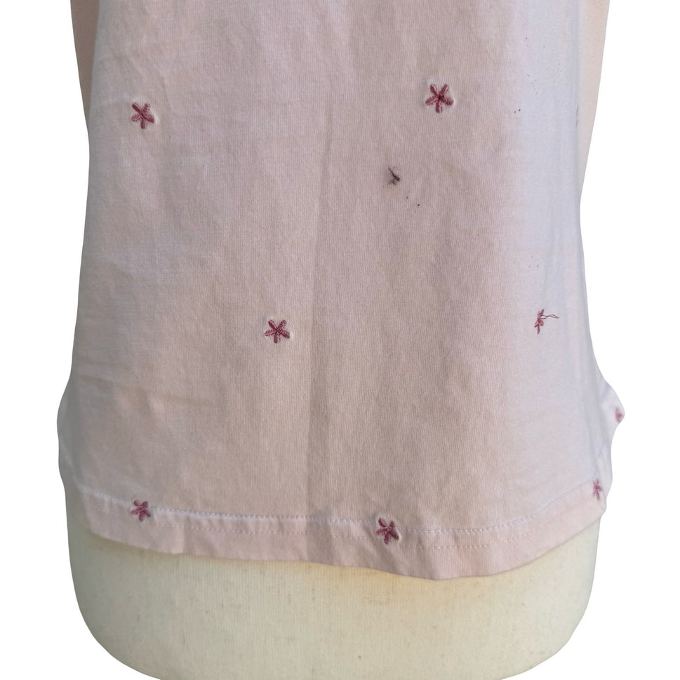 Kiabi Y2K Coquette Pink Embroidered Star Cotton Camisole Lace Trim Top XL Ballet