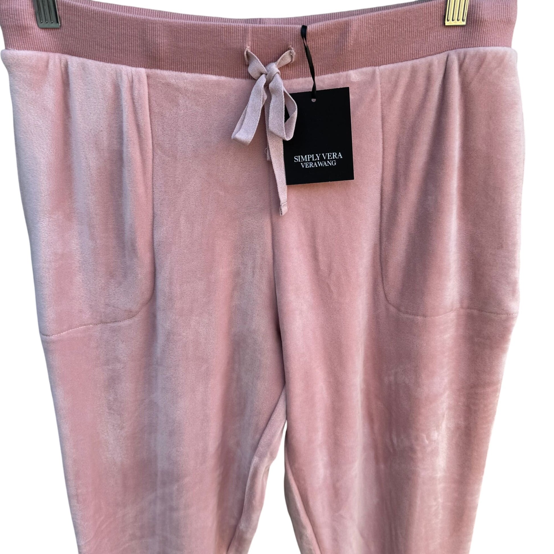 Simply Vera Vera Wang Womens Velour Reflections Pink Sand Sleepwear Lounge Pants M