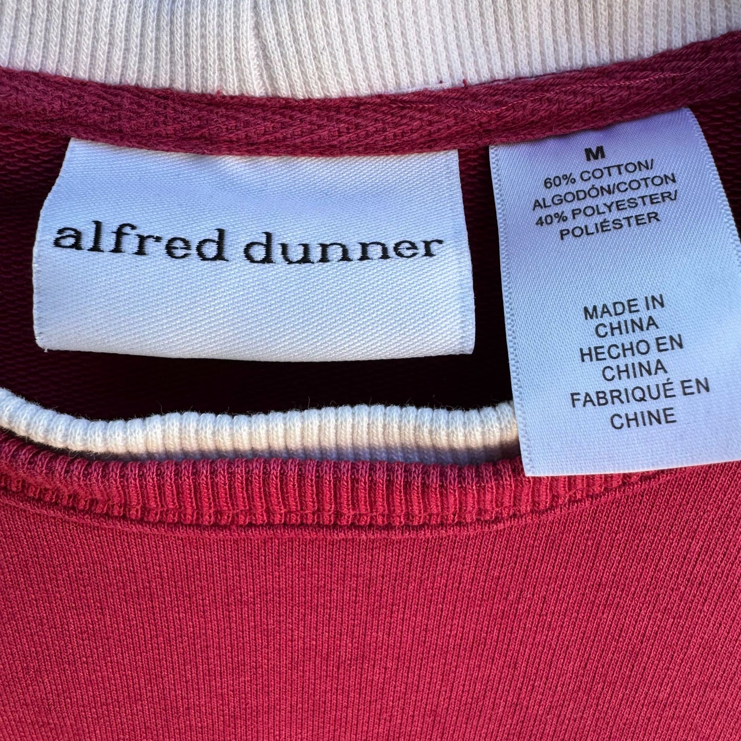 Alfred Dunner Vintage Embroidered Pink Crewneck Pullover Granny Cottage Sweatshirt
