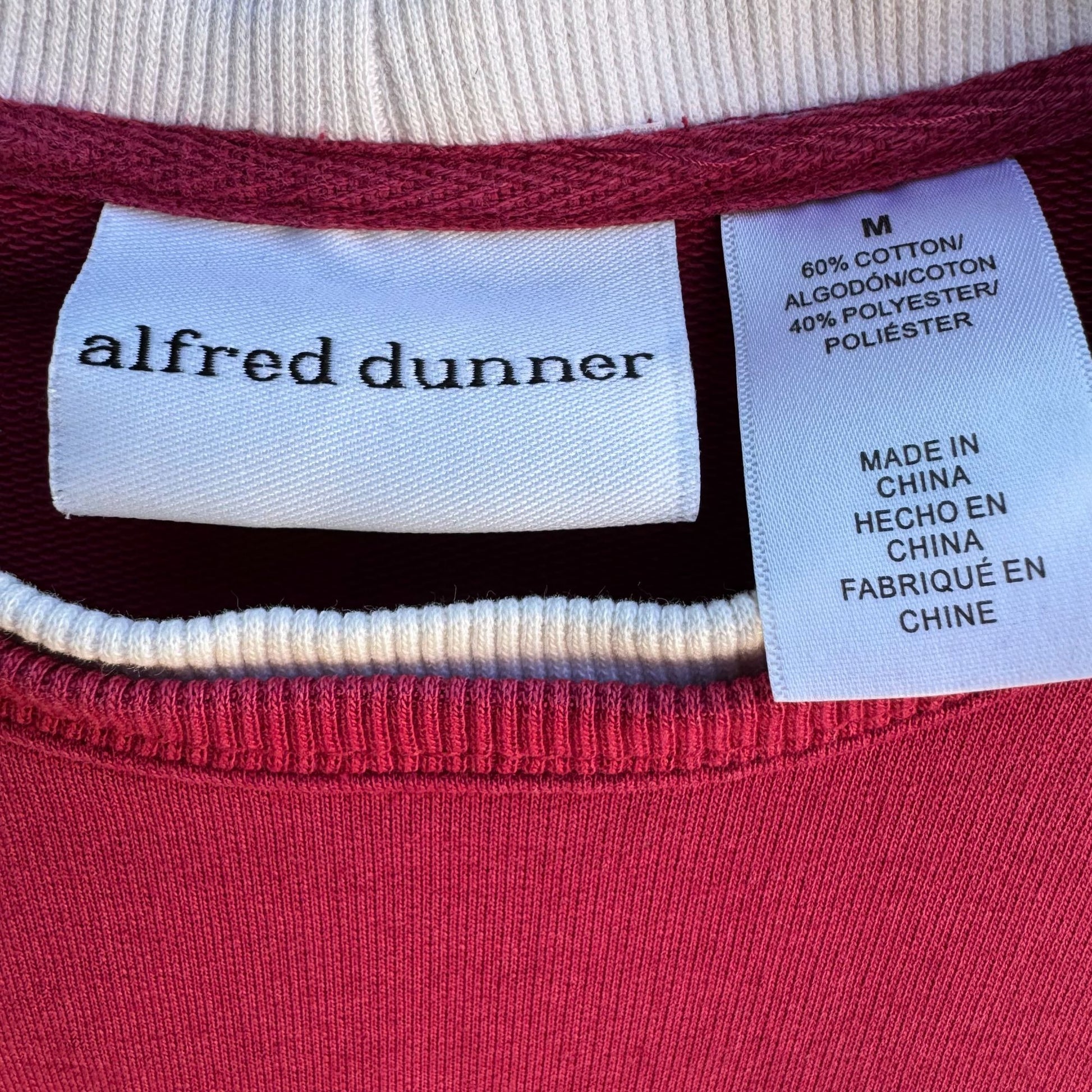 Alfred Dunner Vintage Embroidered Pink Crewneck Pullover Granny Cottage Sweatshirt