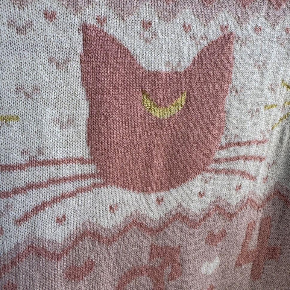 Sailor Moon Box Lunch Exclusive Luna Fair Isle Knit Sweater Pink XS Harajuku