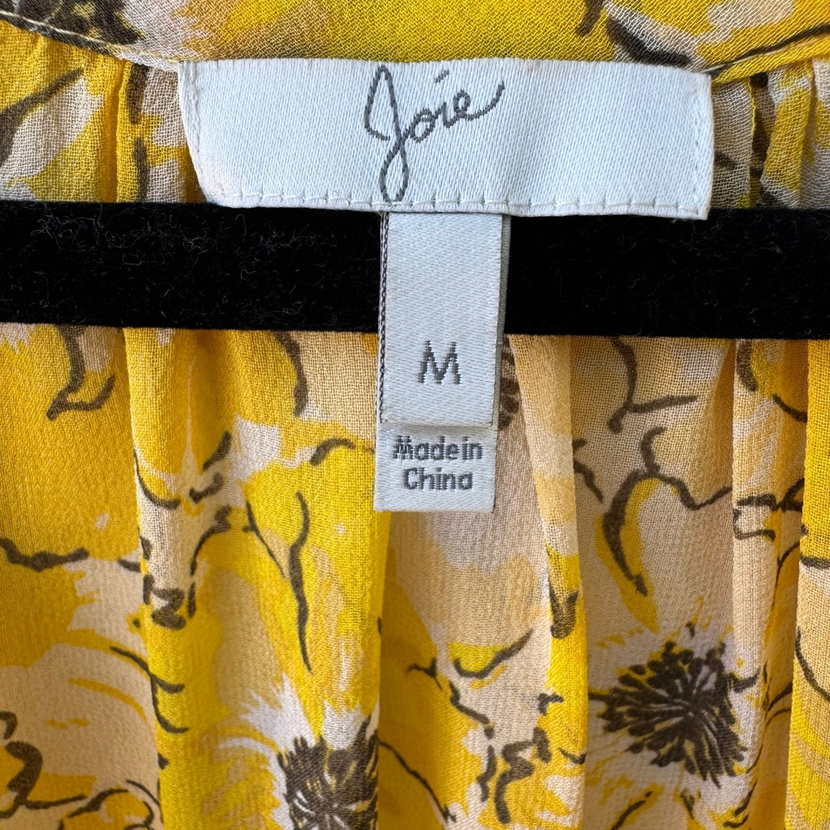 Joie 100% Silk Boho Cottagecore Airy Yellow Feminine Floral Wrap Peplum Blouse M